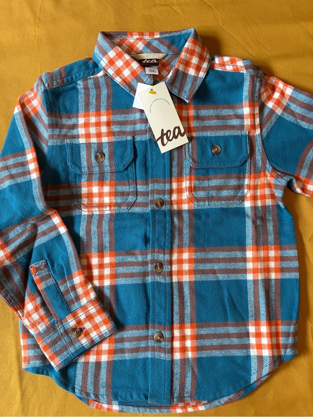 🍂 Tea Collection Long Sleeve Flannel Button-Down Shirt | Size 4T | NIP